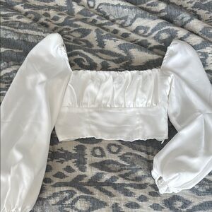 Princess Polly White Puff Sleeve Crop Blouse